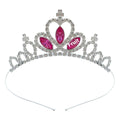 Gold and silver alloy princess crown headdress with electroplated gemstone colour finishes for birthday parties