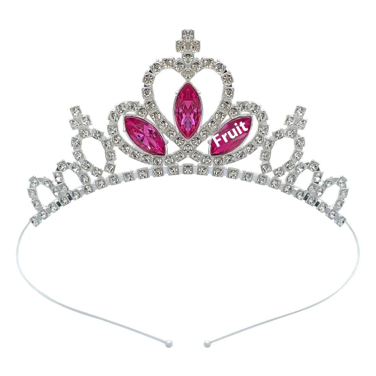 Gold and silver alloy princess crown headdress with electroplated gemstone colour finishes for birthday parties