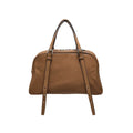 Women's retro genuine leather shoulder bag in horizontal square design with double joint straps