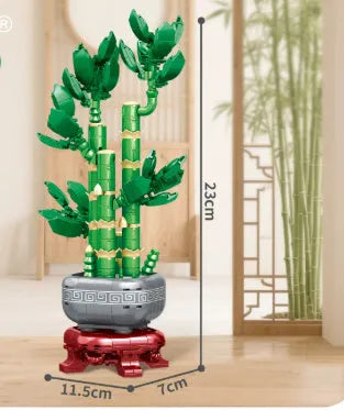 Fortune decoration building blocks toy plum ornaments plastic small particle set in colour box