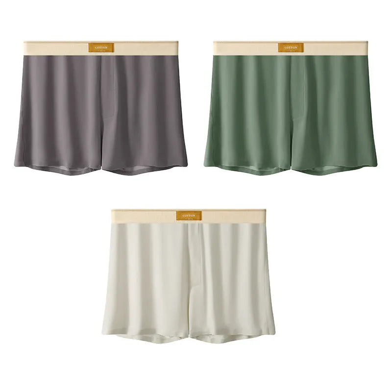 Men's loose-fit ice silk underwear in a solid colour on a mid-waist.