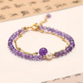 Chinese style amethyst crystal bracelet with diamond-shaped beads and electroplated finish