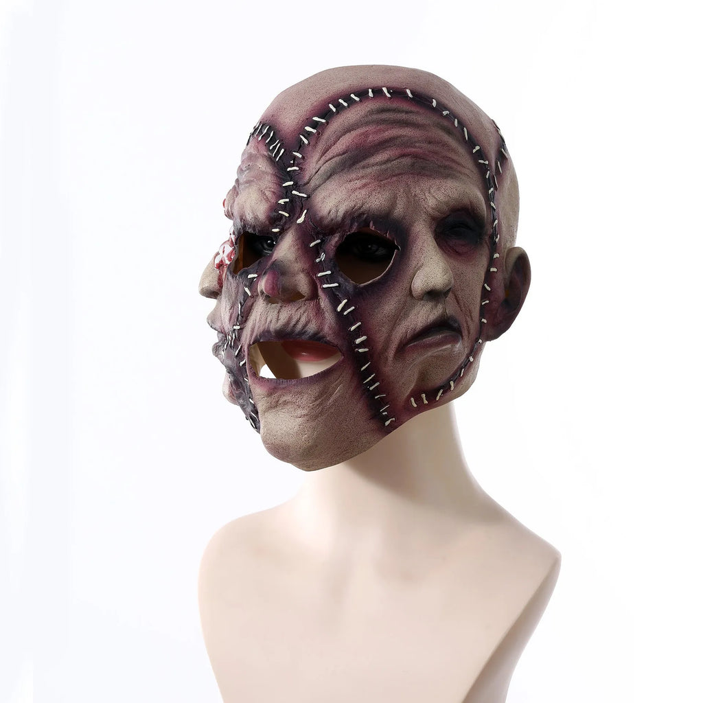 Halloween three-sided grimace horror mask made from plastic and latex