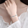 Blue diamond electroplated copper love heart necklace and bracelet jewellery set with adjustable length