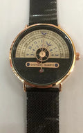 M-1288 men's quartz watch with gold 40mm dial and stainless steel strap on white background