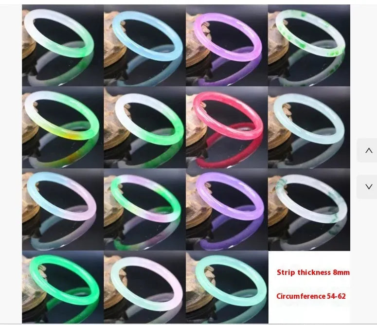 Women's jade bracelet with floating flower design in ice-like emerald appearance