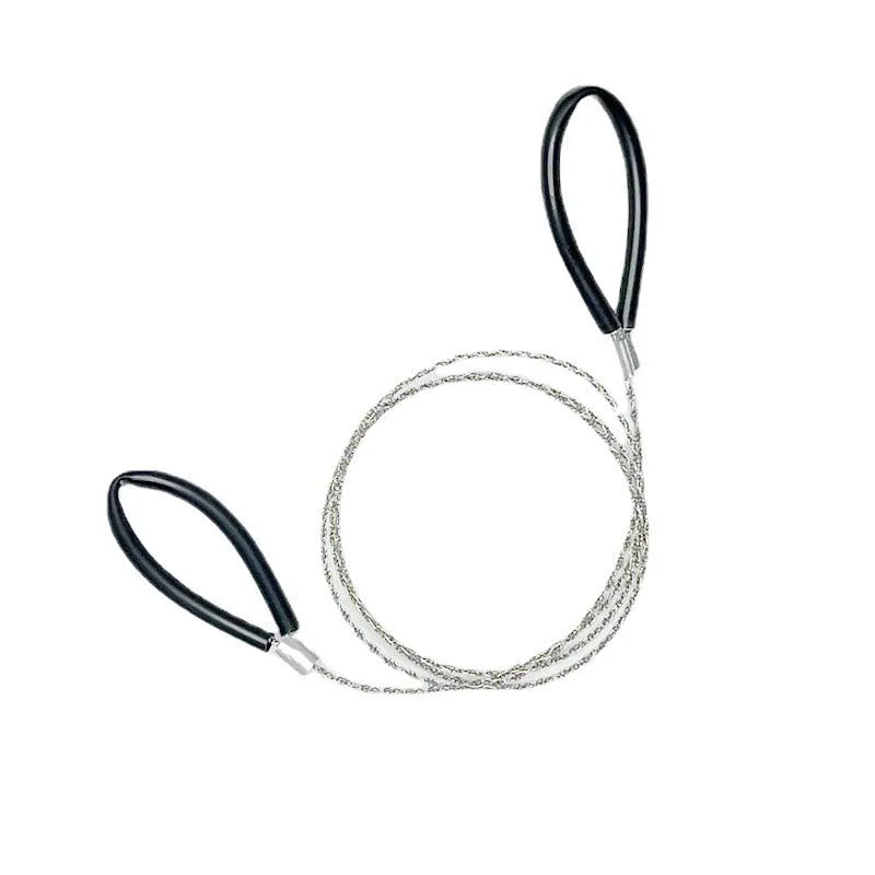 Black and red stainless steel survival wire saw with leather hand case, length 75cm