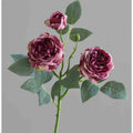 Single artificial silk rose stem with baking edge finish in beige colour