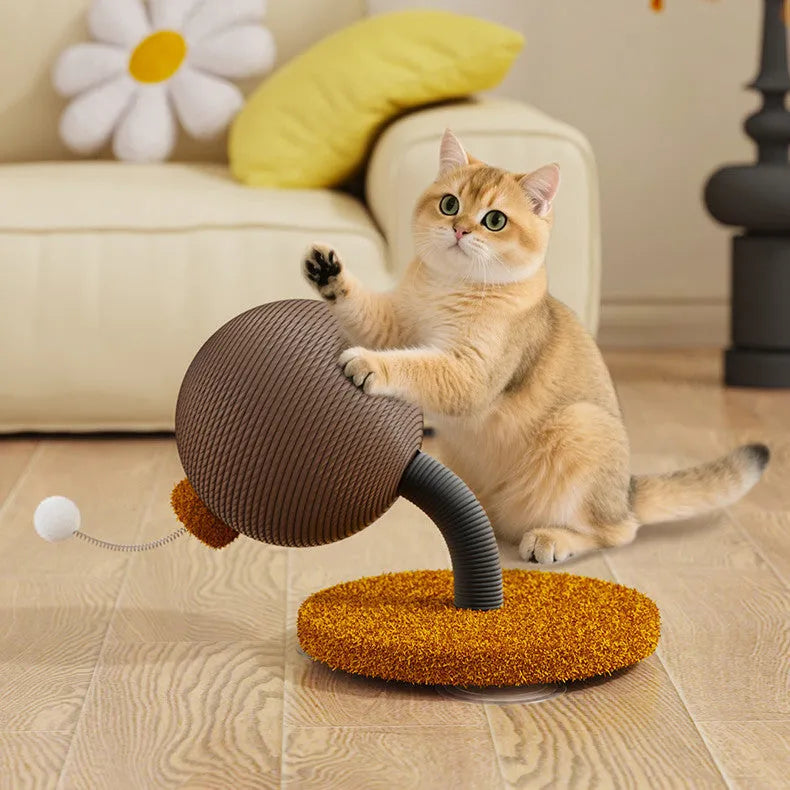 Hemp rope cat scratch board in large and small sizes with cat grasping ball or tumbler design options