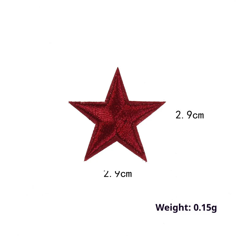 Colourful embroidered five-pointed star cloth stickers for DIY fabric decoration