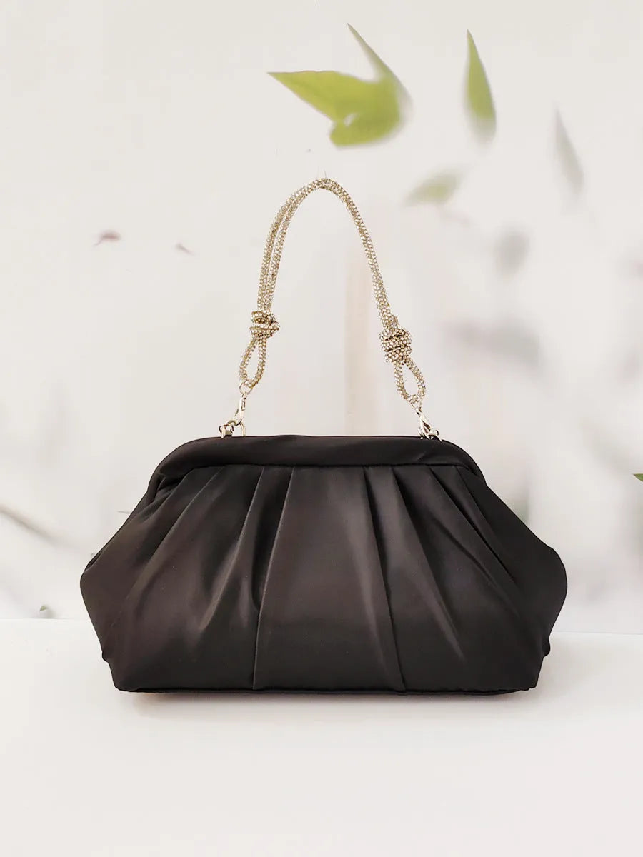 Women's large-capacity soft polyester shoulder messenger bag with chain accents and document compartment