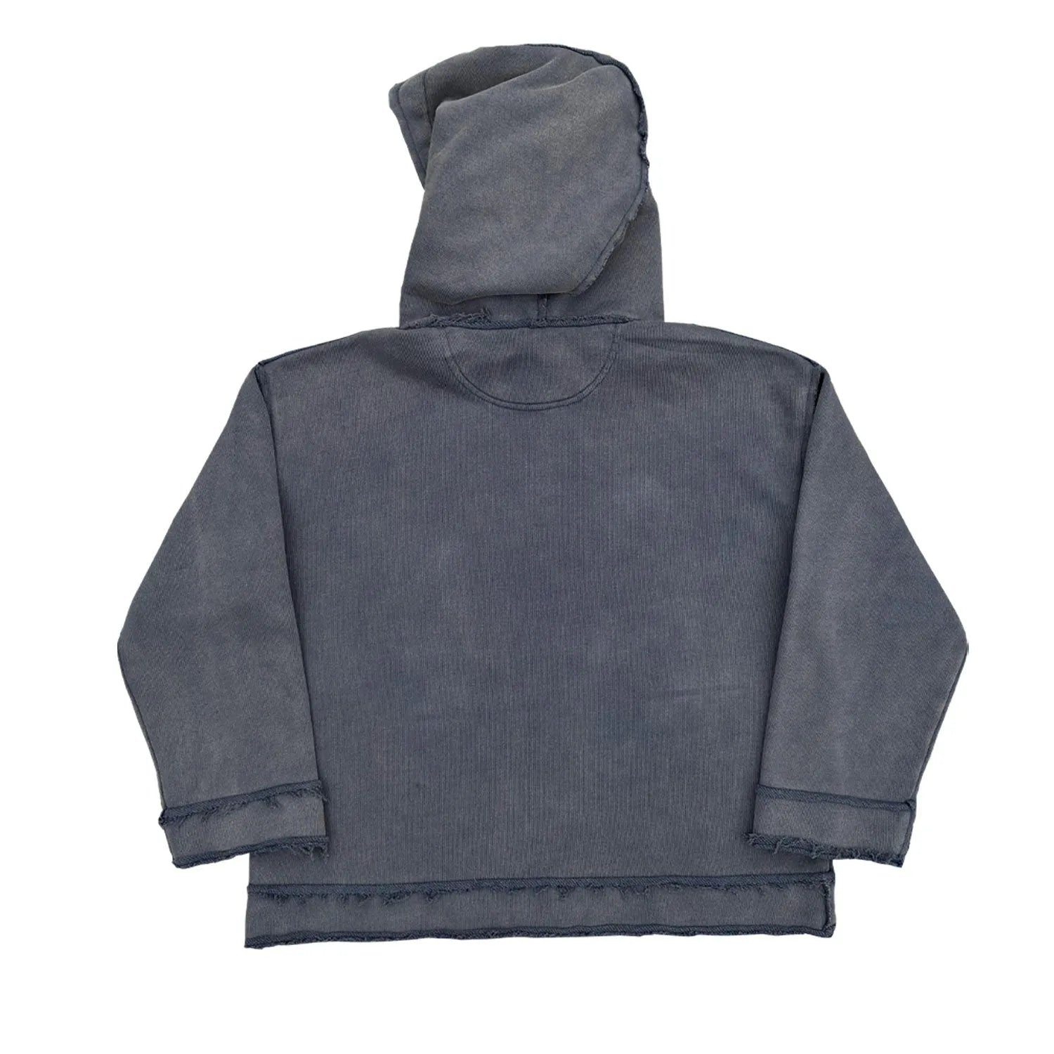 Dark blue men's hoodie with Sun Also Rises design printed across back, zip-up front with hood