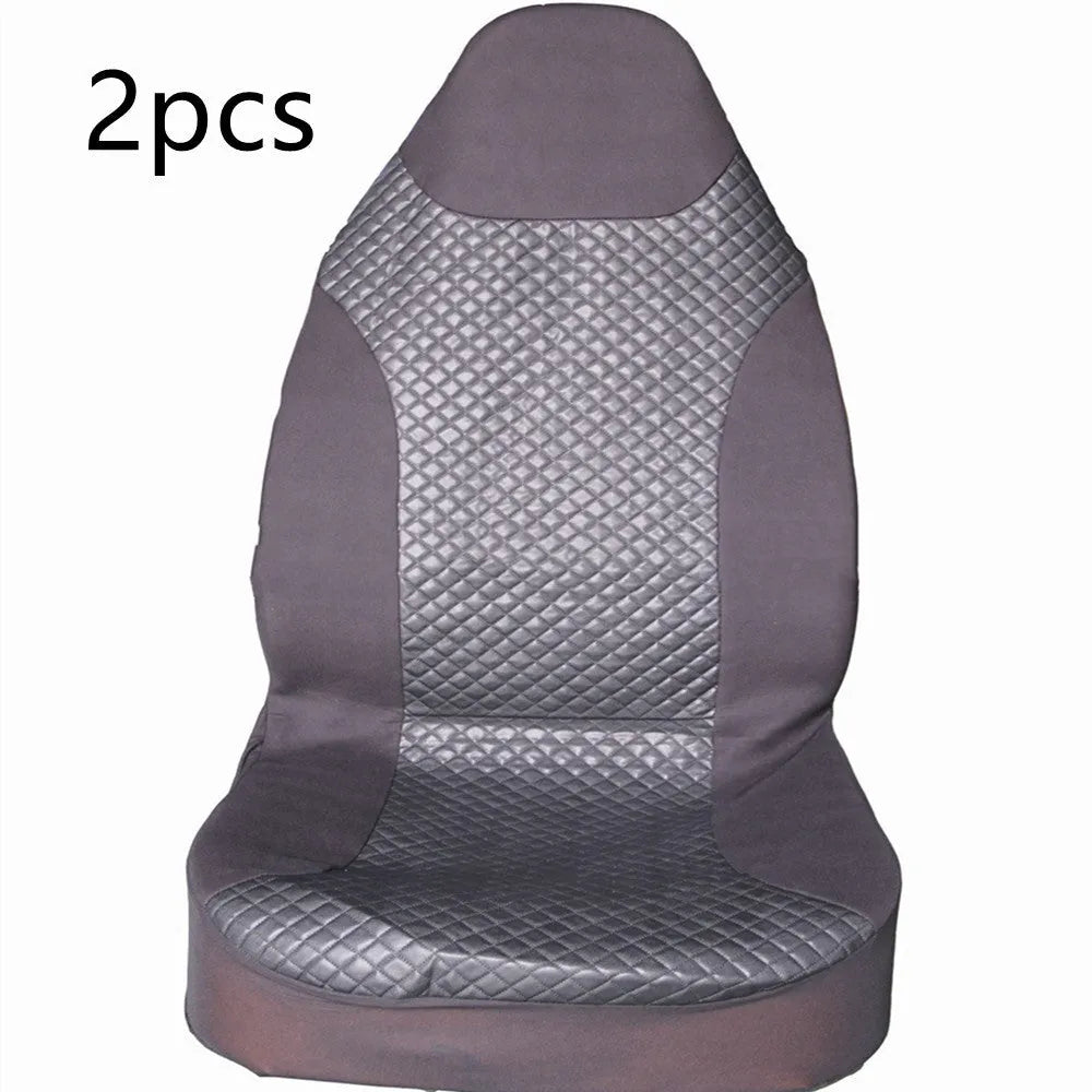 Black quilted automotive seat cover with universal fit for car protection