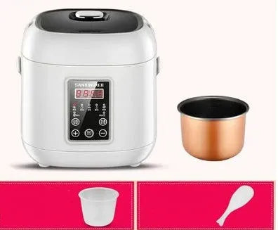 Miniature round automatic rice cooker with 2L capacity and steaming function for one to two persons