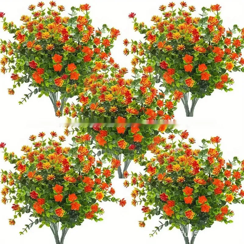 Plastic artificial eucalyptus camellia bouquet in mixed colours for wedding decor and photography props