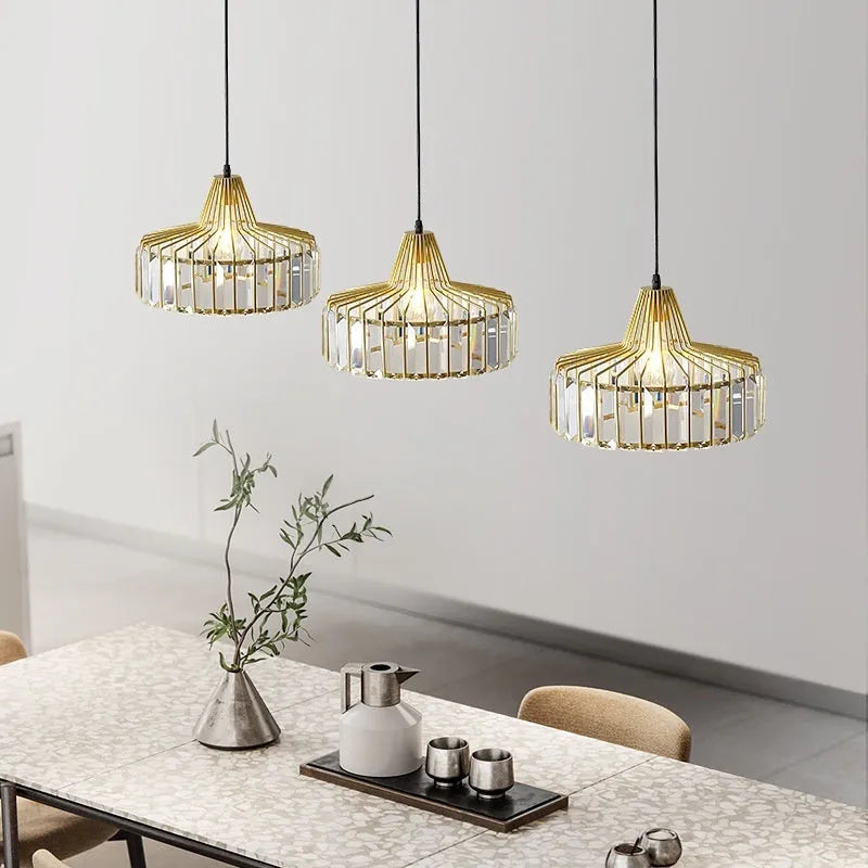 Modern crystal chandelier ceiling lamp in black or gold with LED lighting