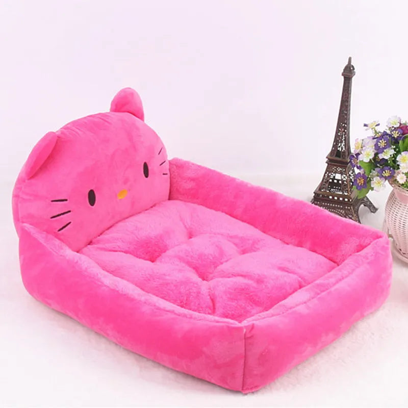 Cartoon-style pet bed for small dogs and cats with a washable cover in a choice of colours.