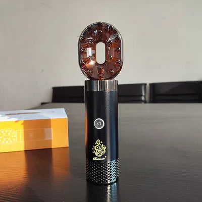 USB rechargeable Middle Eastern comb aromatherapy stove in black, compact 14x5x4cm