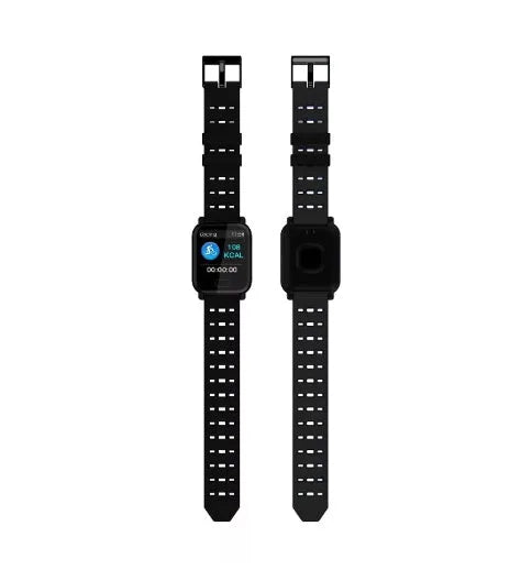 A6 smart bracelet with colour screen and silicone strap showing heart rate monitoring display