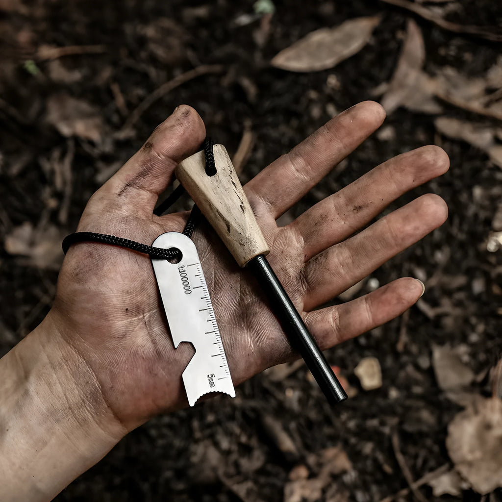 Portable outdoor flint camping equipment survival tool in three shapes cylindrical diamond tapered with sparkstone