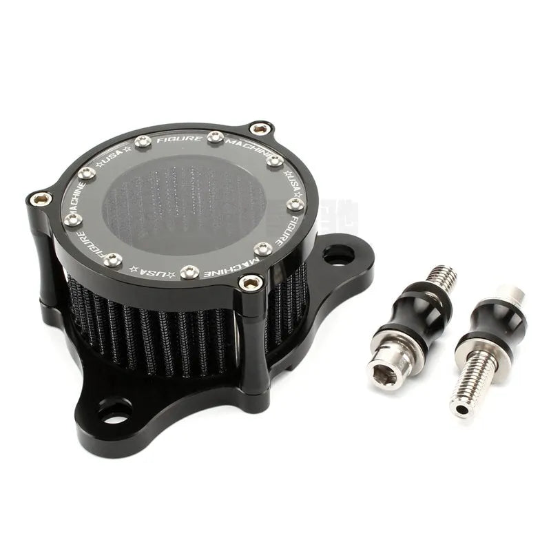 CNC aluminum motorcycle air filter with transparent glass element for Harley Davidson XL883/1200X48