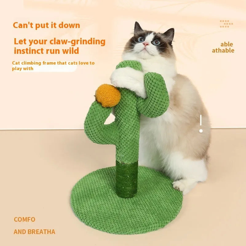 Masson cactus design cat scratch board and climbing post with cotton thread scratching surface.