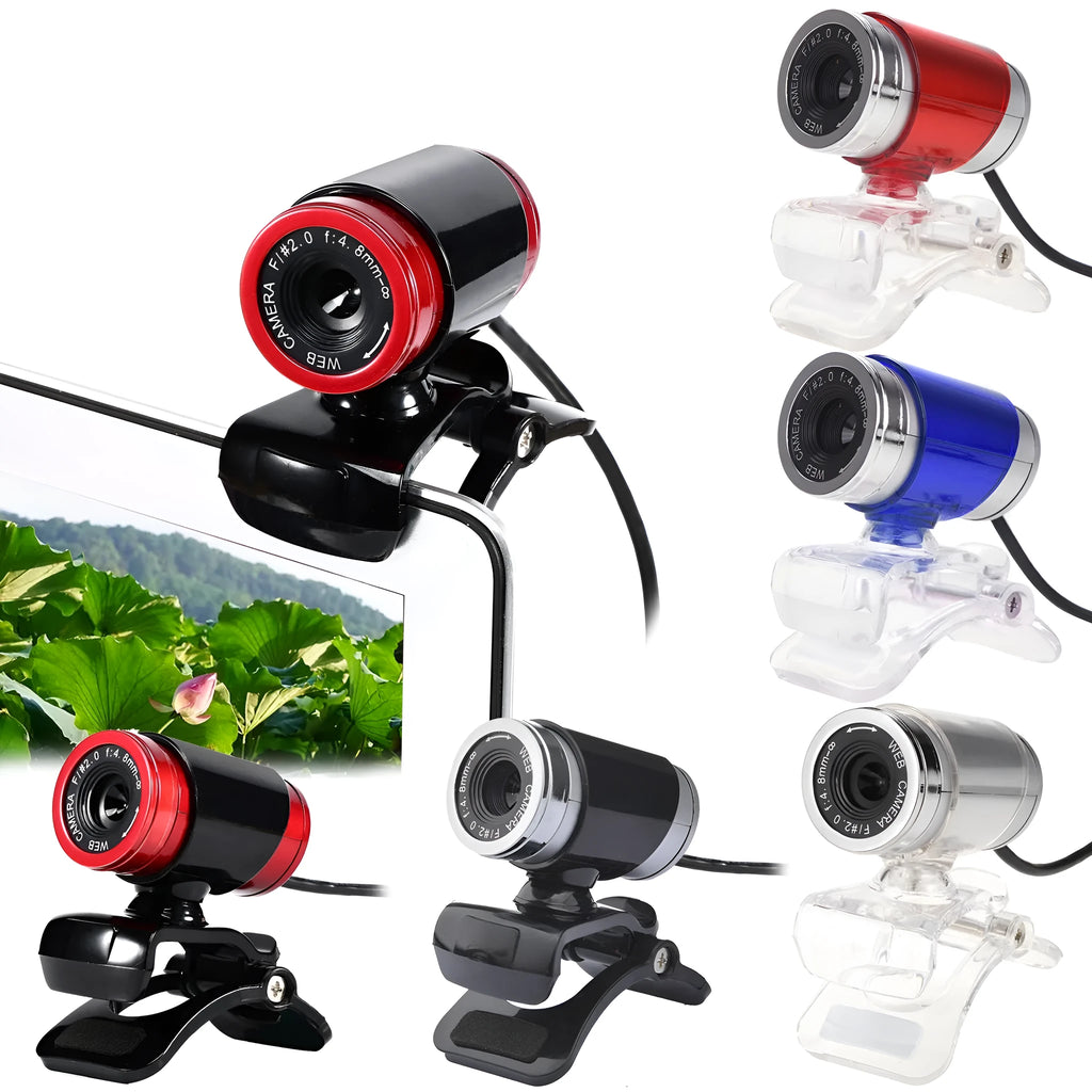 480P HD webcam with CMOS sensor, glass lens, 640x480 resolution, 140cm cable, 5.5x3cm size, black colour