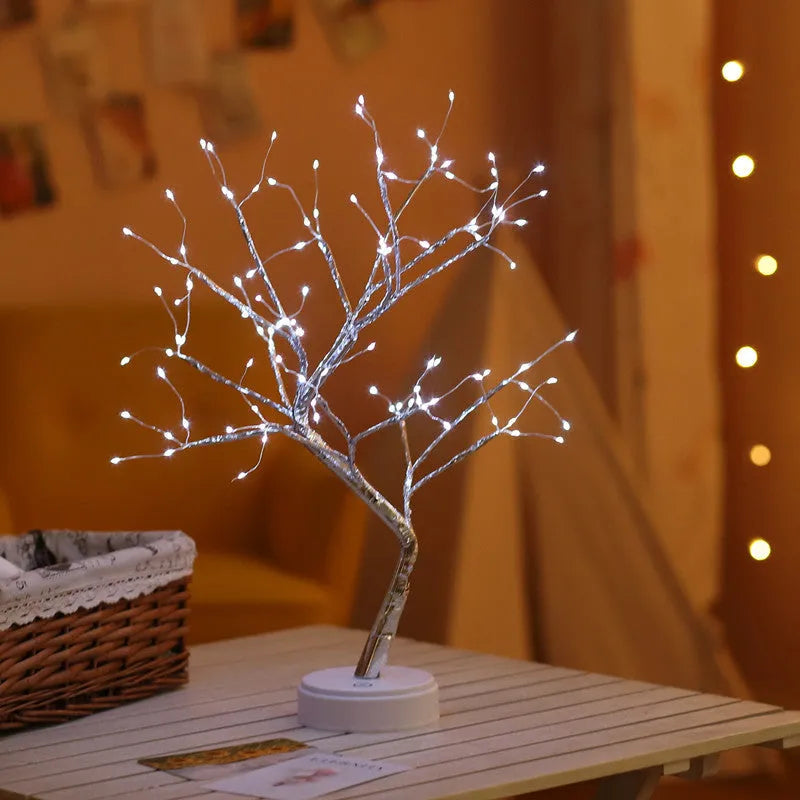 LED Christmas tree light with 108 warm white LEDs, touch control base, and plastic construction
