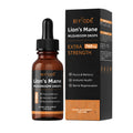 Organic Lions Mane Mushroom Extract Drops in a glass bottle with dropper, two flavour options