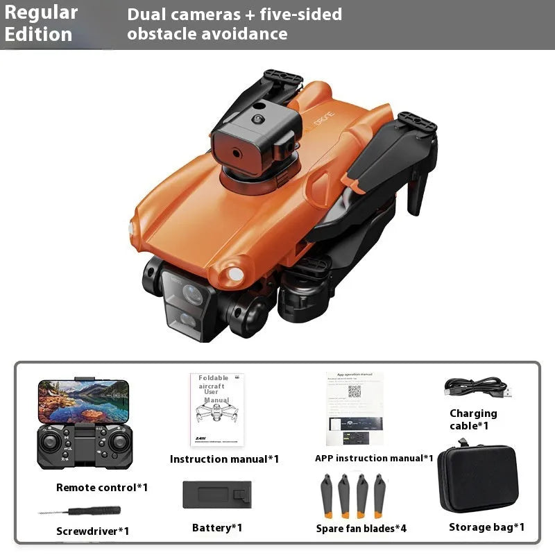 P25 dark blue dual lens brushless drone with 540° obstacle avoidance and GPS return