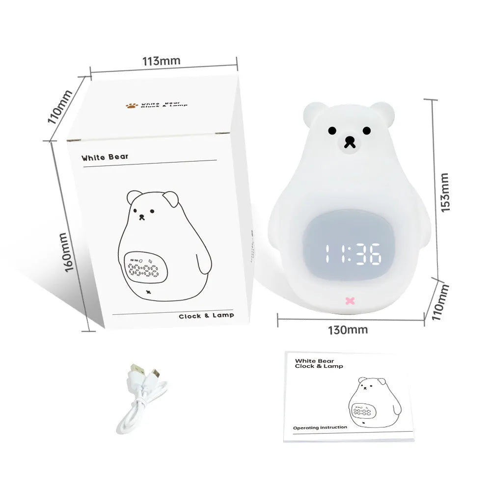 Big white bear cartoon silicone night light with remote control and timer functions