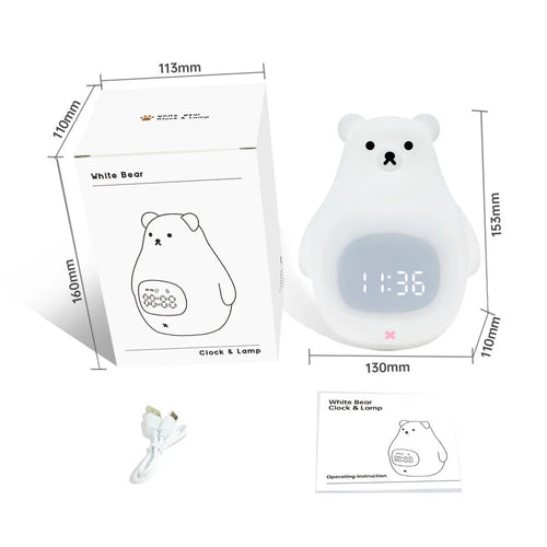 Big white bear cartoon silicone night light with remote control and timer functions