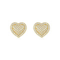 Golden colour S925 silver stud earrings with heart-shaped moissanite stone designs