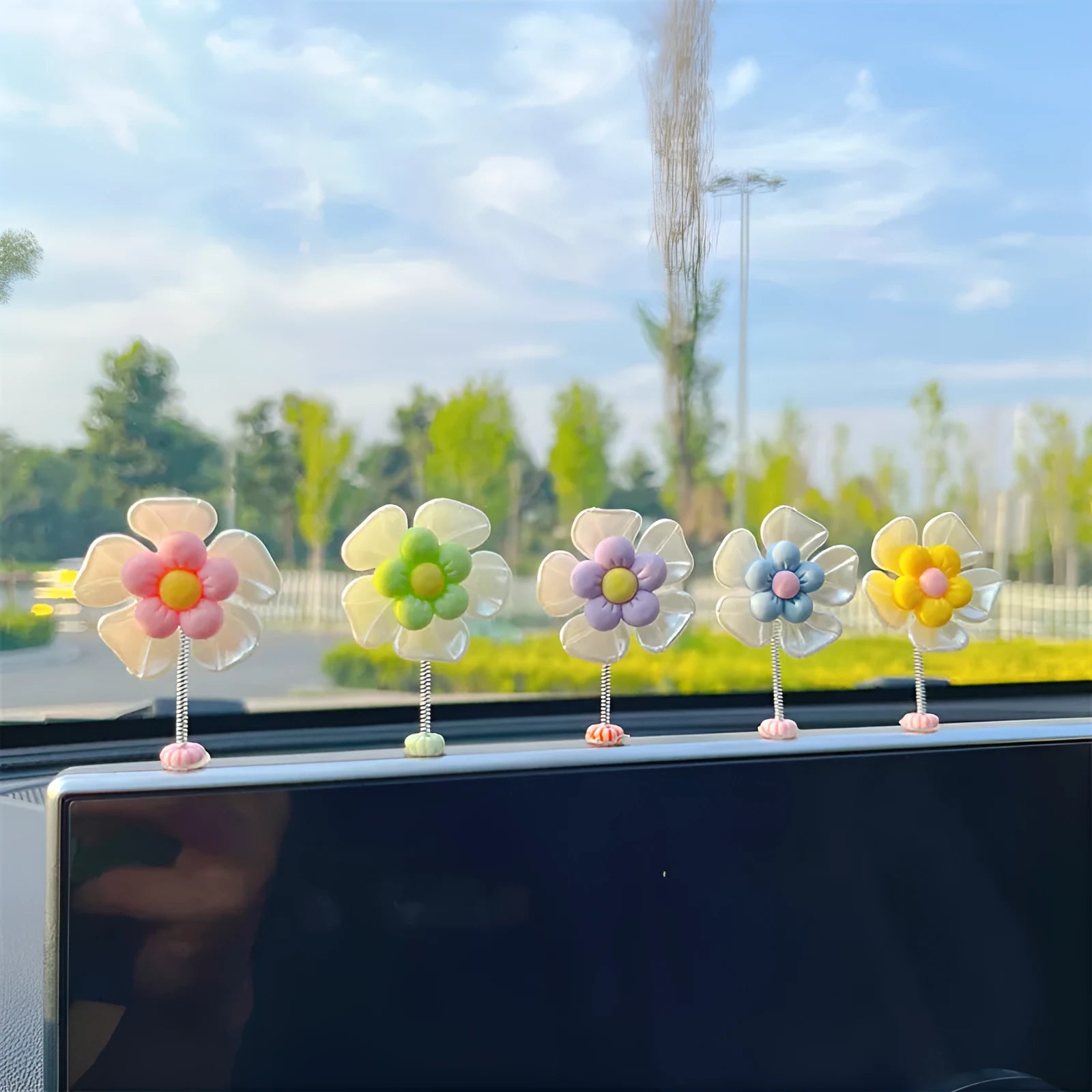 Small plastic car dashboard swing ornament in five colour options