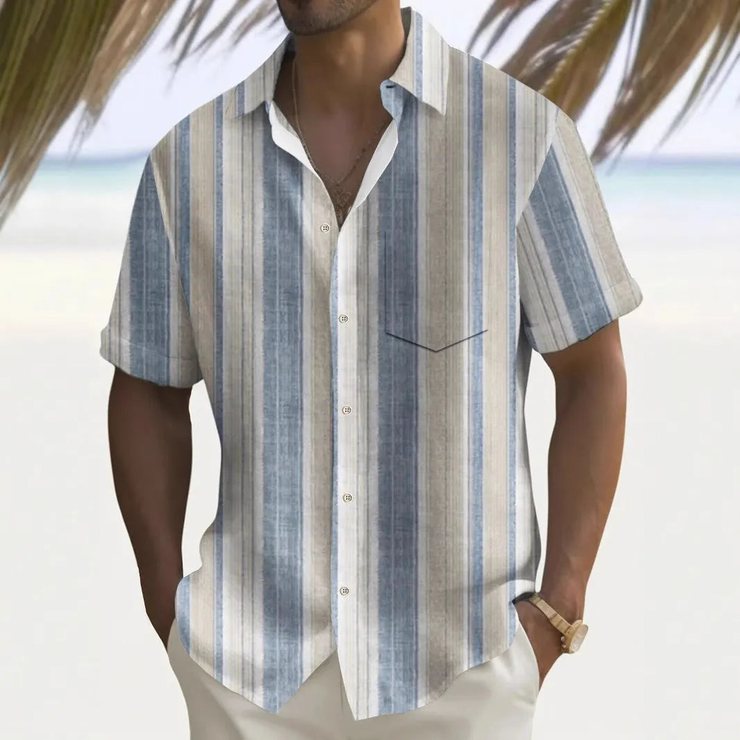 Multicolour printed loose fit men's casual shirt with cardigan style design