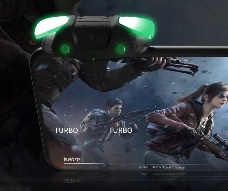 Black F5 mobile game controller joystick for phones, showing compact size.