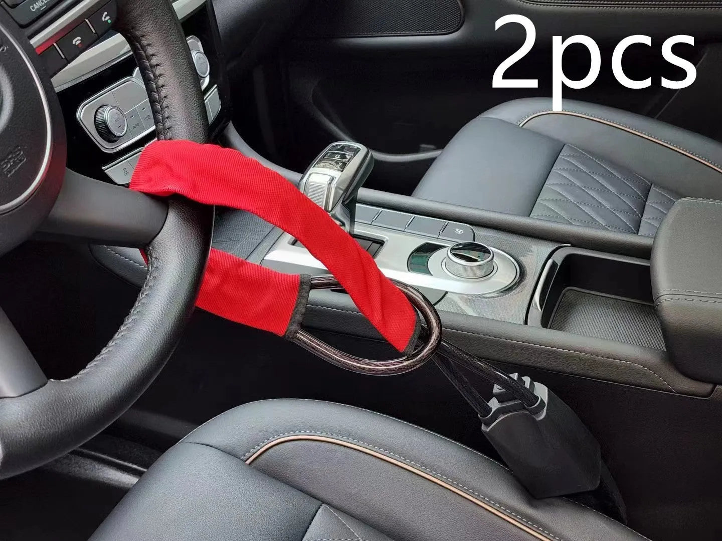 General Motors car steering wheel security lock with wire cable in red colour option