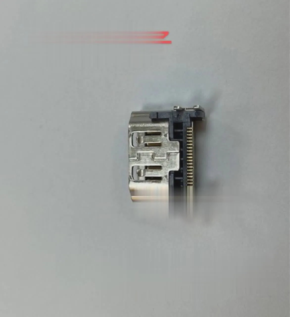 Silver HDMI host socket connector for gaming consoles and AV equipment