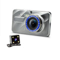 4-inch IPS screen dash cam with zinc alloy body and dual 1080P lens for front and rear recording