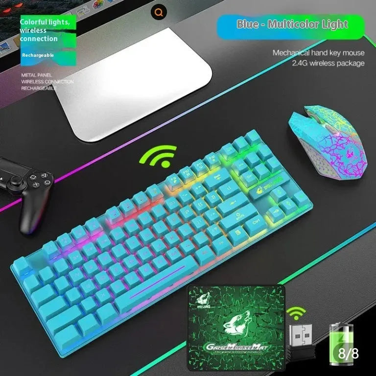 T3 wireless charging keyboard and mouse set with backlit keys and ergonomic design