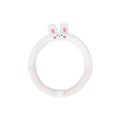 Plush rabbit fur steering wheel cover with embroidered cartoon animal pattern showing 38cm diameter