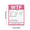 Colourful printed paper table card with musical notes design, 13 by 10 cm.
