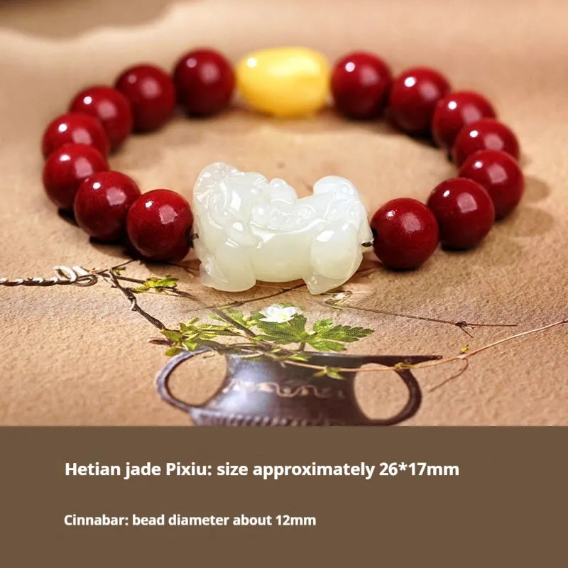 Hetian jade bracelet with braided rope closure in traditional Chinese style