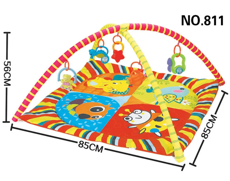 Velvet baby gymnastic play blanket with animal pattern for infant development activities