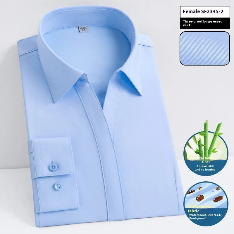Men's slim fit bamboo fibre business shirt with square collar in solid colour