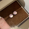 Chinese style retro chalcedony stud earrings with four-claw settings in three colour options