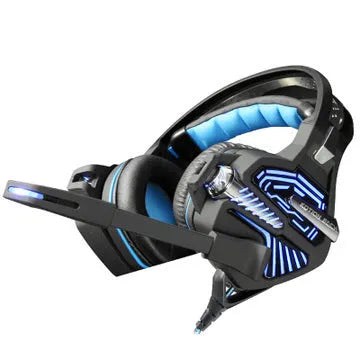 GS100 wireless Bluetooth headphones with active noise cancellation in Blue, over ear design, cushioned ear cups