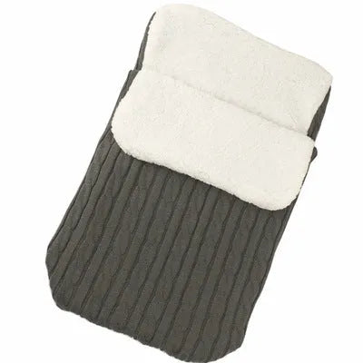 Envelope-style baby stroller sleeping bag with thick filling for winter, shown in a choice of colours.