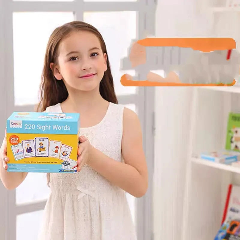 High-frequency word card set with 220 game cards and 5 workbooks for early childhood education