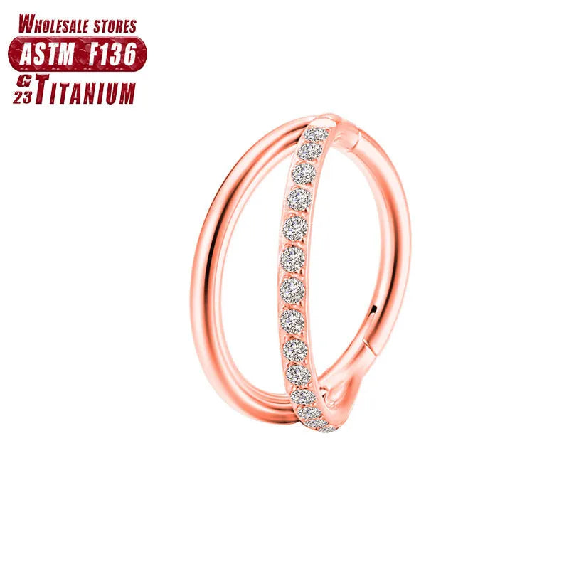 Titanium alloy fork nose ring for piercings, shown in silver colour on a black background.